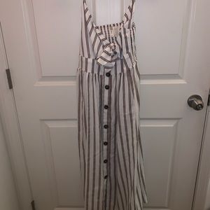 Pink And Gray Striped Jumpsuit